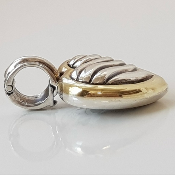 David Yurman Sterling & 18K Gold Large Cable Heart Locket Pendant - Picture 6 of 11